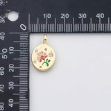 18K Gold PVD Flower enamel charm s Charms - Tarnish Resistant