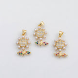 18K Gold PVD Flower pearl charm s Charms - Tarnish Resistant
