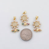 18K Gold PVD Flower pearl charm s Charms - Tarnish Resistant