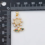 18K Gold PVD Flower pearl charm s Charms - Tarnish Resistant