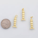 18K Gold PVD Fish charm pike s Charms - Tarnish Resistant