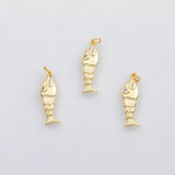 18K Gold PVD Fish open mouth charm s Charms - Tarnish Resistant