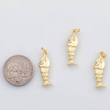 18K Gold PVD Fish open mouth charm s Charms - Tarnish Resistant
