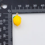 18K Gold PVD Lemon Charm 3D enamel fruit charm s Charms - Tarnish Resistant