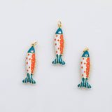 18K Gold PVD Colorful Fish Charm enamel charm s Charms - Tarnish Resistant