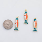 18K Gold pvd Colorful Fish Charm enamel charm s Charms - Tarnish Resistant