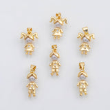 18K Gold PVD Boy Girl charm with pearl head s Charms - Tarnish Resistant