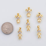 18K Gold PVD Boy Girl charm with pearl head s Charms - Tarnish Resistant
