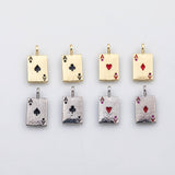 18K Gold PVD Poker Cards Charm Playing Cards Ace of Spades Heart Diamond Clubs Charm Charm - Tarnish Resistant