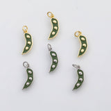 18K Gold PVD Snow peas snowpeas green beans vegetable fruit charm - Tarnish Resistant