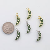 18K Gold PVD Snow peas snowpeas green beans vegetable fruit charm - Tarnish Resistant