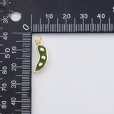 18K Gold PVD Snow peas snowpeas green beans vegetable fruit charm - Tarnish Resistant