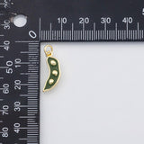 18K Gold PVD Snow peas snowpeas green beans vegetable fruit charm - Tarnish Resistant