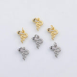 18K Gold pvd Snake with black eye charm Charm s Charms - Tarnish Resistant