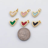 18K Gold PVD Heart charm enamel charm - Tarnish Resistant