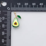 18K Gold PVD Avocado Charm Enamel Fruit Charm Charm s Charms - Tarnish Resistant