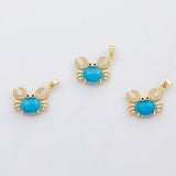 18K Gold PVD Crab charm turquoise Charm s Charms - Tarnish Resistant