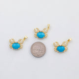 18K Gold PVD Crab charm turquoise Charm s Charms - Tarnish Resistant