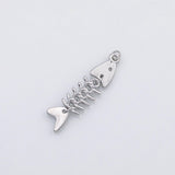 18K Gold PVD Fish bone with flexible spine charm Charm s Charms - Tarnish Resistant