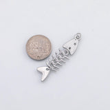 18K Gold PVD Fish bone with flexible spine charm Charm s Charms - Tarnish Resistant