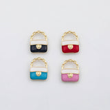 18K Gold PVD Purse Charm H Bag Enamel Charm Charm s Charms - Tarnish Resistant