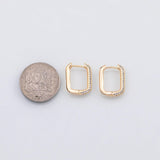18K Gold PVD Rectangle Hoop earrings 22K One pair per order - Tarnish Resistant