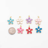 18K Gold PVD Enamel flower with pearl charm - Tarnish Resistant