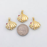 18K Gold PVD Sea shell clam oyster shell charm - Tarnish Resistant