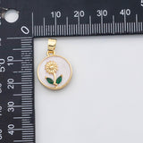 18K Gold PVD Flower charm white enamel charm - Tarnish Resistant