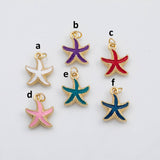 18K Gold PVD Enamel Starfish Star Fish charm - Tarnish Resistant