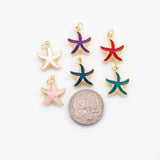 18K Gold PVD Enamel Starfish Star Fish charm - Tarnish Resistant