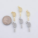 18K Gold PVD Tennis Racket charm - Tarnish Resistant