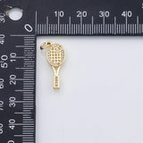 18K Gold PVD Tennis Racket charm - Tarnish Resistant