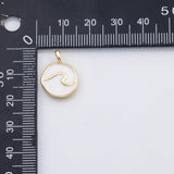 18K Gold PVD Wave charm enamel charm white blue ocean wave - Tarnish Resistant