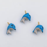 18K Gold PVD Dolphin charm ceramic - Tarnish Resistant