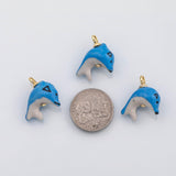 18K Gold PVD Dolphin charm ceramic - Tarnish Resistant