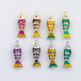 18K Gold PVD fish charm with flexible spine - Tarnish Resistant