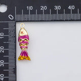 18K Gold PVD fish charm with flexible spine - Tarnish Resistant