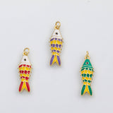 18K Gold PVD Colorful fish charm enamel charm - Tarnish Resistant