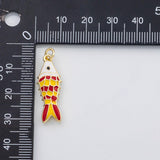 18K Gold PVD Colorful fish charm enamel charm - Tarnish Resistant