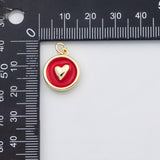 18K Gold PVD Heart coin charm enamel charm - Tarnish Resistant