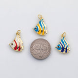 18K Gold PVD Color enamel fish charm angel fish charm - Tarnish Resistant