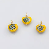18K Gold PVD Ceramic heart flower charm - Tarnish Resistant