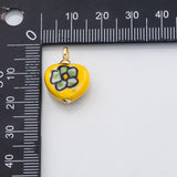 18K Gold PVD Ceramic heart flower charm - Tarnish Resistant