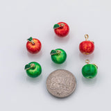 18K Gold PVD Apple charm enamel fruit charm - Tarnish Resistant