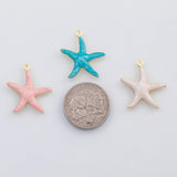 18K Gold PVD Starfish star fish charm enamel ocean beach summer charm - Tarnish Resistant