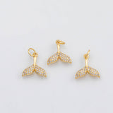 18K Gold PVD Whale tail dolpin tail charm - Tarnish Resistant