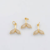 18K Gold pvd Whale tail dolpin tail charm - Tarnish Resistant