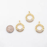 18K Gold PVD Wreath Round pendant charm - Tarnish Resistant