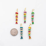 18K Gold PVD Colorful Fish with flexible spine enamel charm - Tarnish Resistant